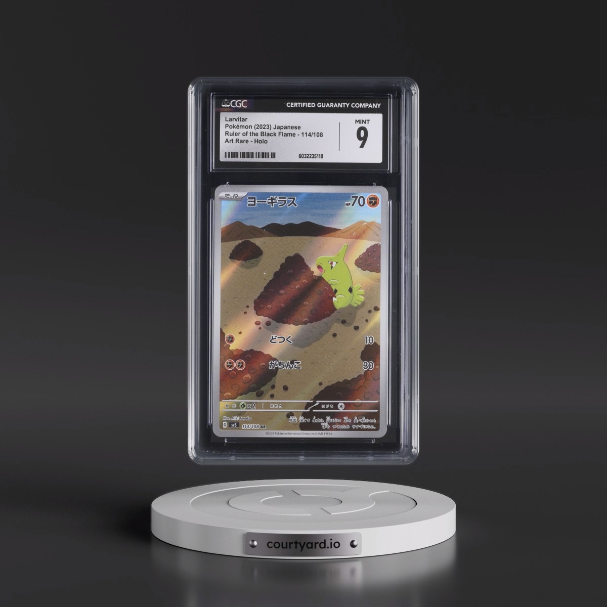 2023 Ruler of the Black Flame #114/108 Larvitar - Art Rare Holo (CGC 9 MINT)