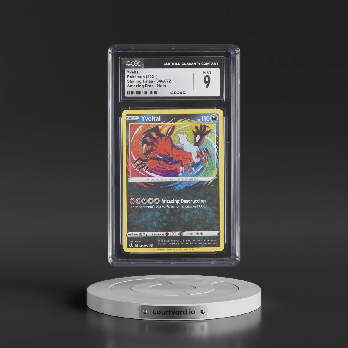 2021 Shining Fates #046/072 Yveltal - Amazing Rare Holo (CGC 9 MINT)