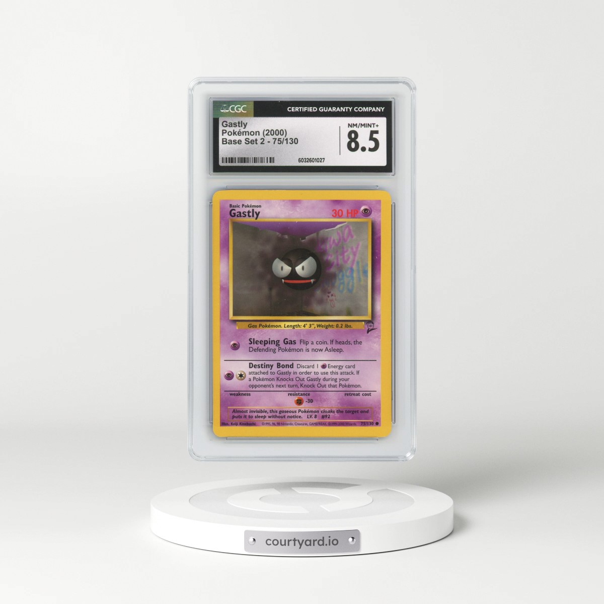 2000 Base Set 2 #75/130 Gastly (CGC 8.5 NM-MT+)