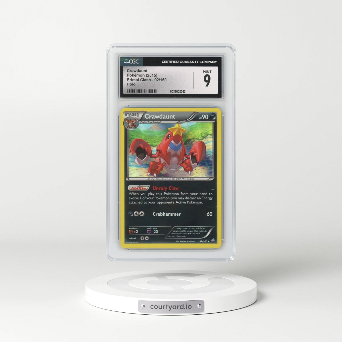 2015 Primal Clash #92/160 Crawdaunt - Holo (CGC 9 MINT)