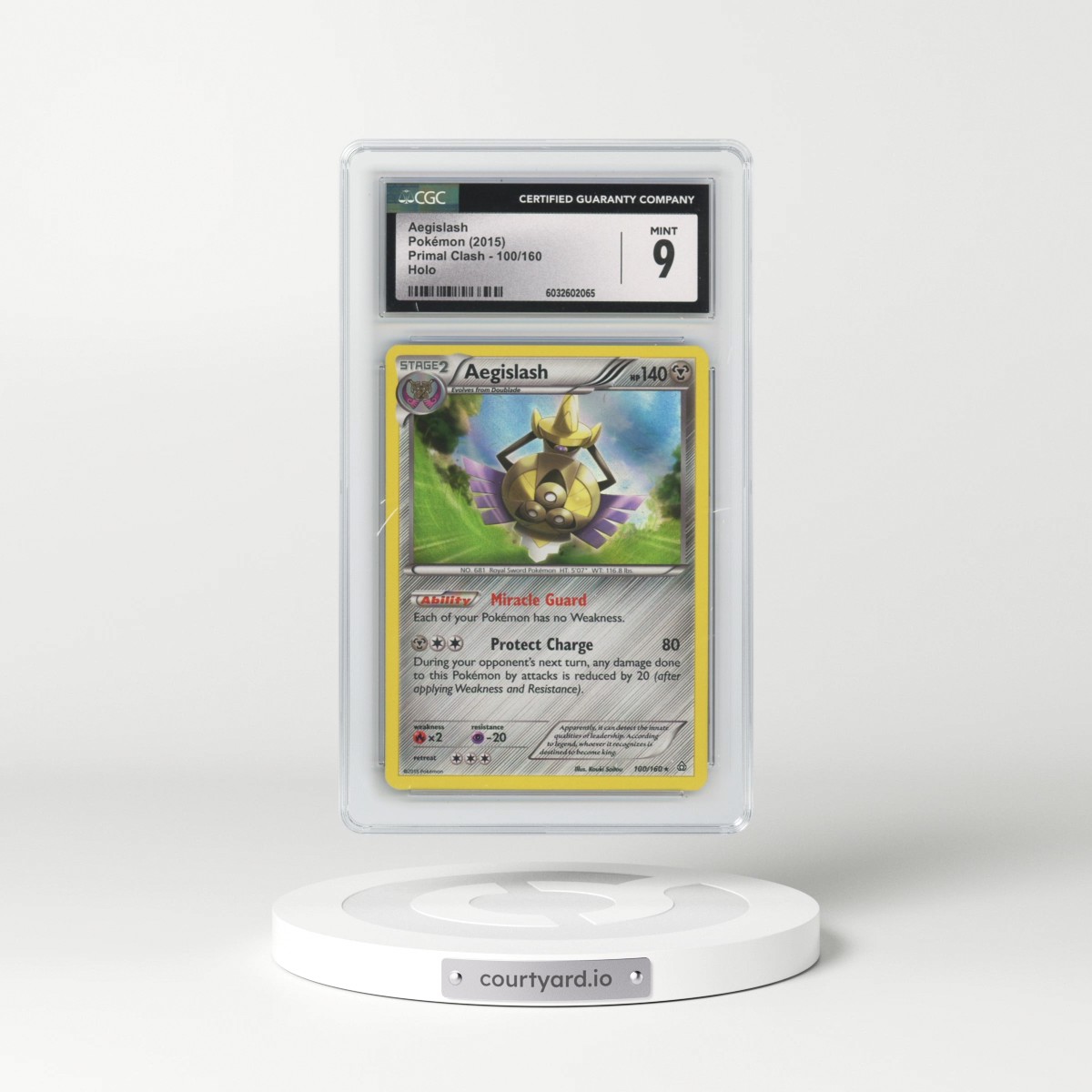 2015 Primal Clash #100/160 Aegislash - Holo (CGC 9 MINT)