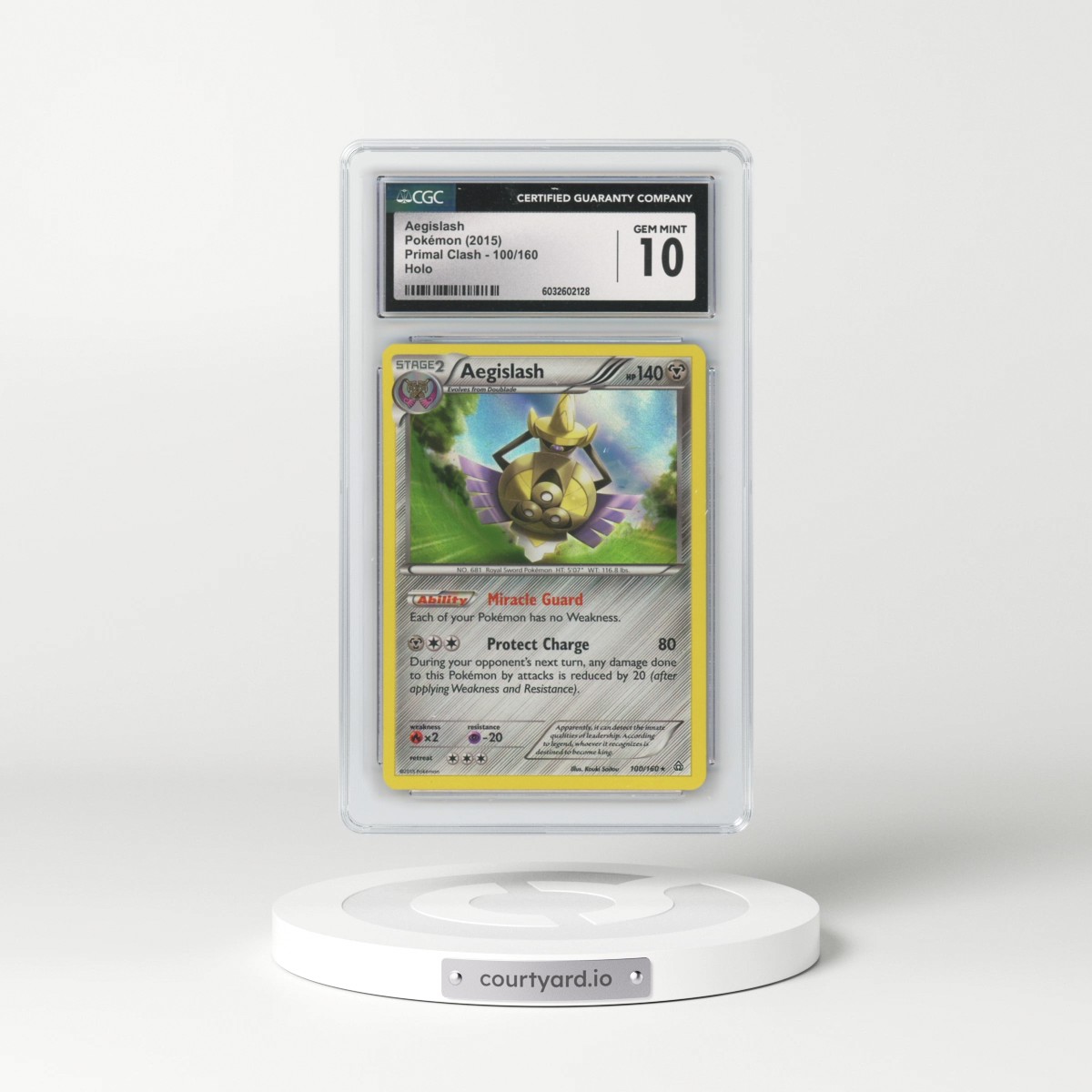 2015 Primal Clash #100/160 Aegislash - Holo (CGC 10 GEM MINT)