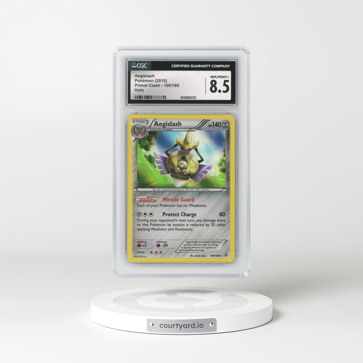 2015 Primal Clash #100/160 Aegislash - Holo (CGC 8.5 NM-MT+)