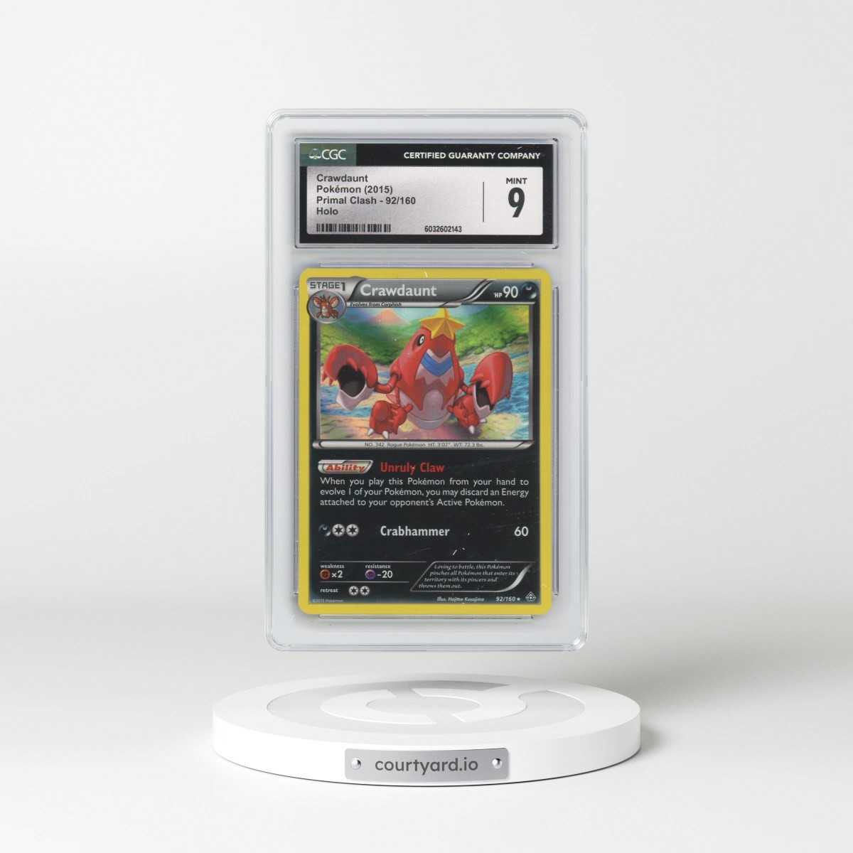 2015 Primal Clash #92/160 Crawdaunt - Holo (CGC 9 MINT)