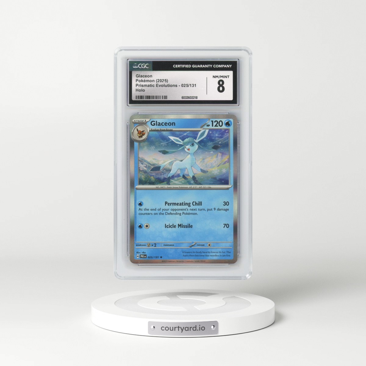 2025 Prismatic Evolutions - PRE EN #025/131 Glaceon - Holo (CGC 8 NM-MT)