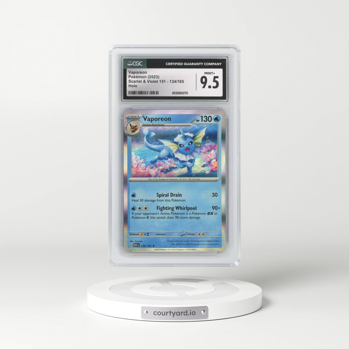 2023 Scarlet & Violet 151 - MEW EN #134/165 Vaporeon - Holo (CGC 9.5 MINT+)