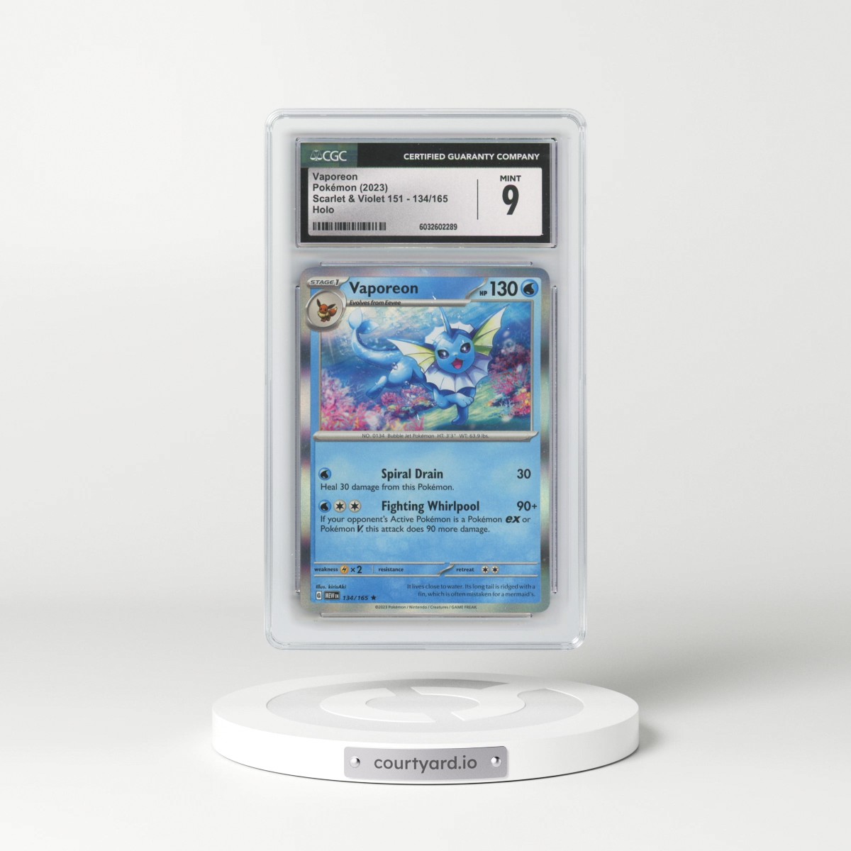 2023 Scarlet & Violet 151 - MEW EN #134/165 Vaporeon - Holo (CGC 9 MINT)