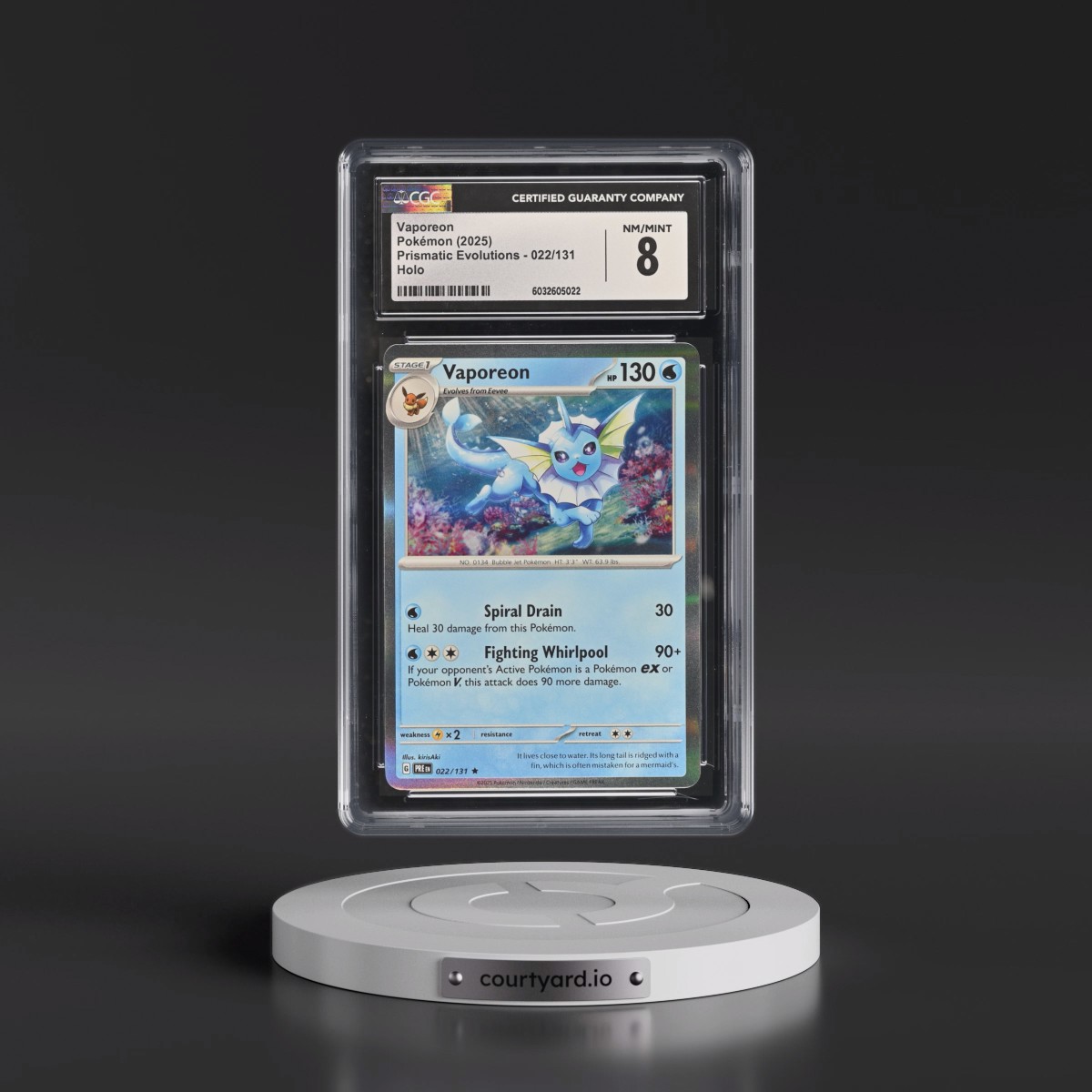 2025 Prismatic Evolutions - PRE EN #022/131 Vaporeon - Holo (CGC 8 NM-MT)