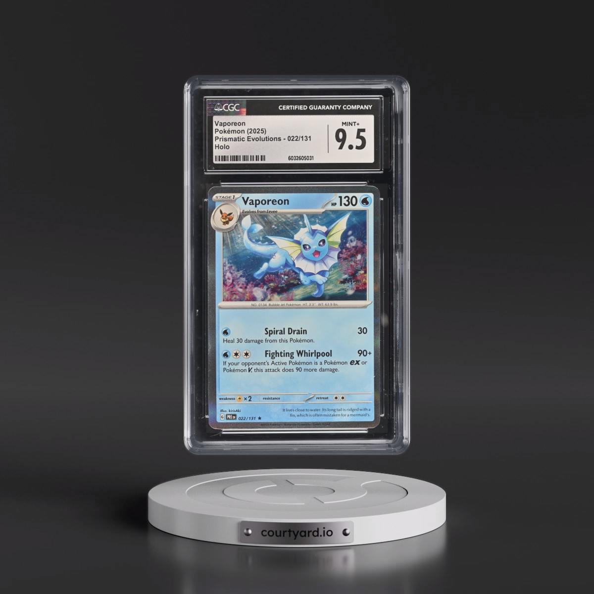 2025 Prismatic Evolutions - PRE EN #022/131 Vaporeon - Holo (CGC 9.5 MINT+)