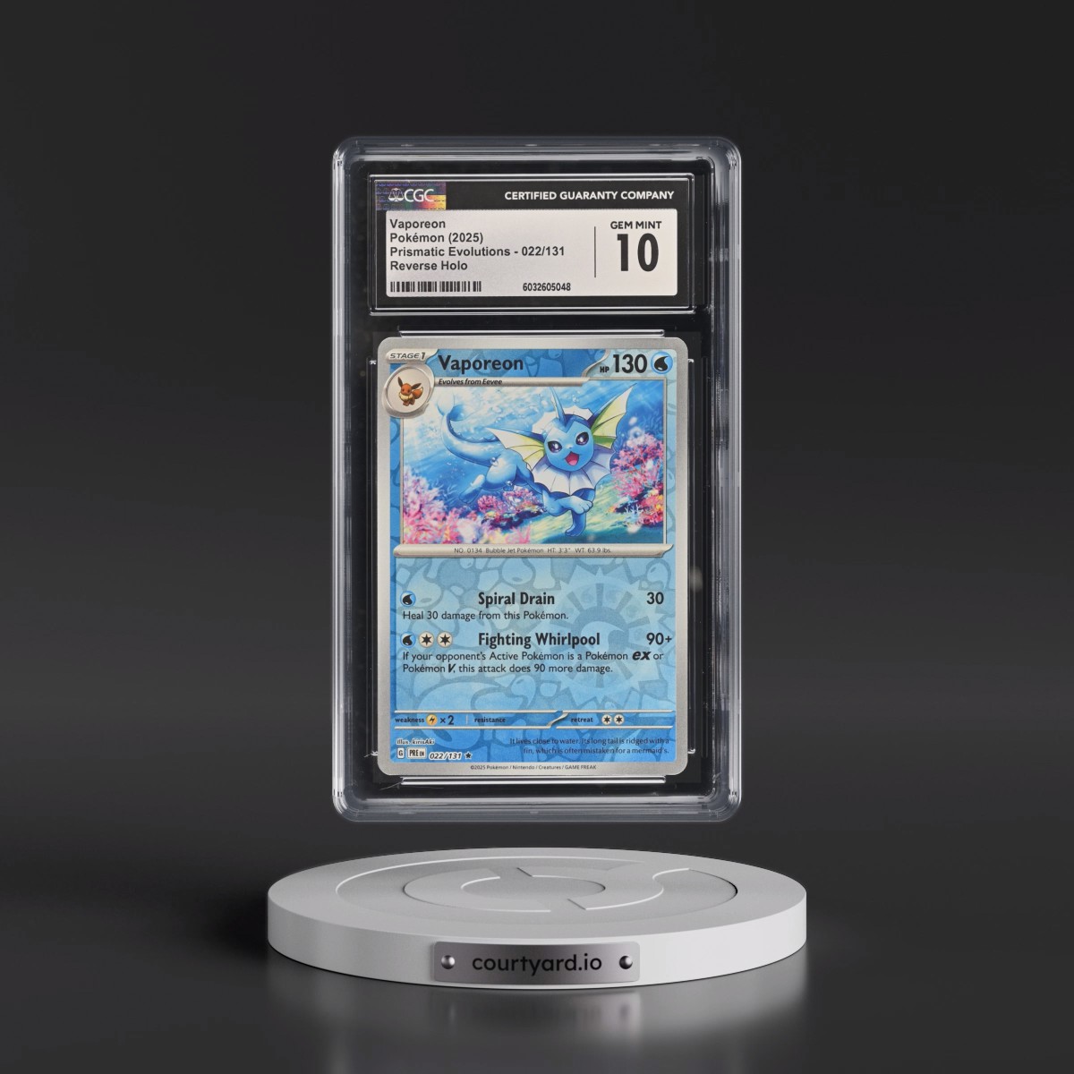2025 Prismatic Evolutions - PRE EN #022/131 Vaporeon - Reverse Holo (CGC 10 GEM MINT)