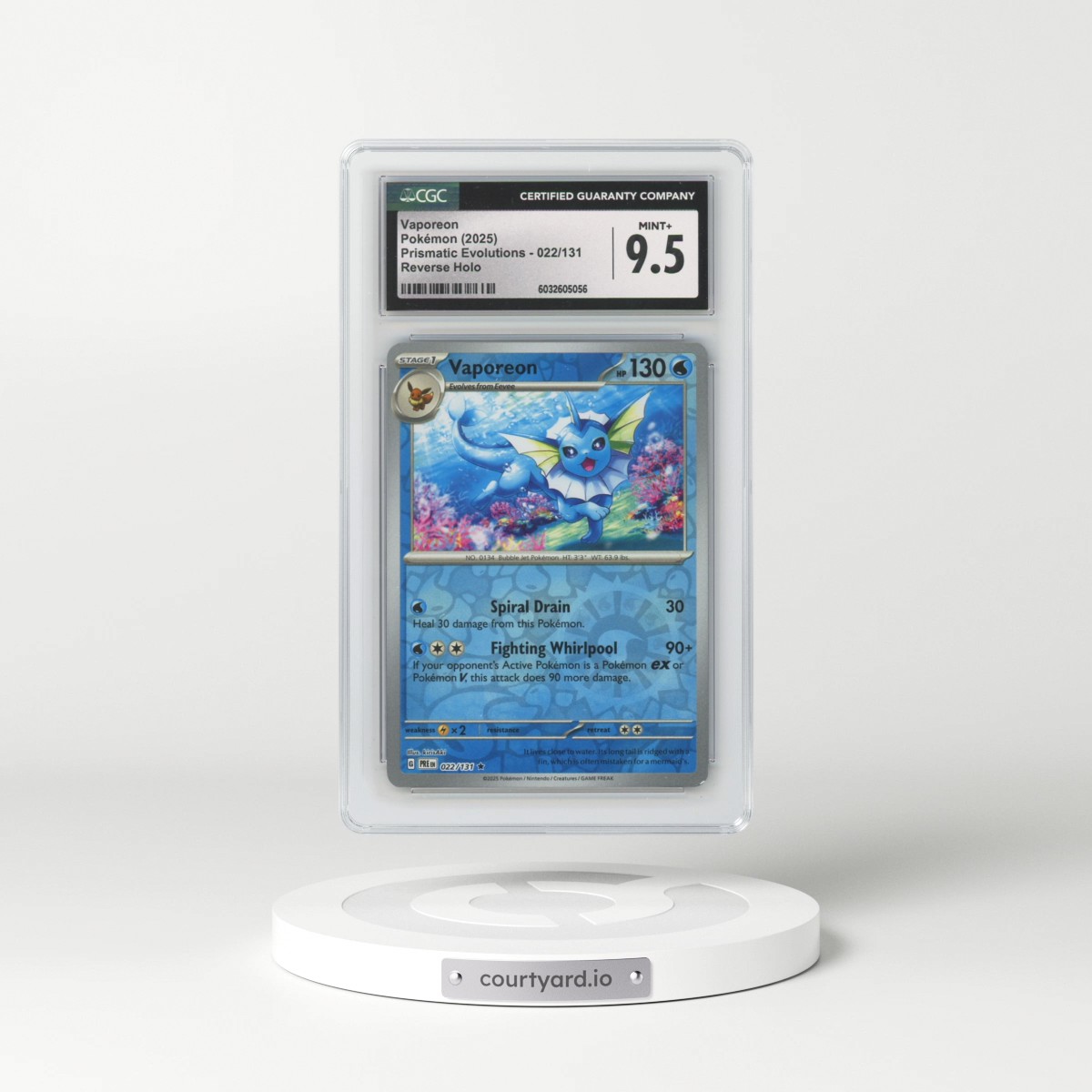 2025 Prismatic Evolutions - PRE EN #022/131 Vaporeon - Reverse Holo (CGC 9.5 MINT+)