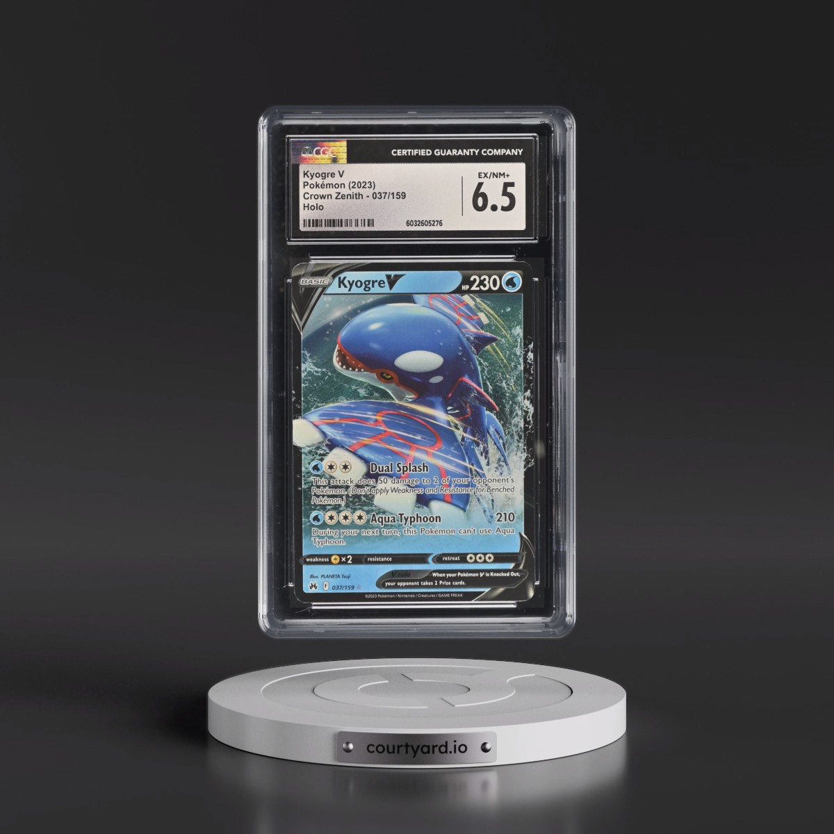 2023 Crown Zenith #037/159 Kyogre V - Holo (CGC 6.5 EX-NM+)