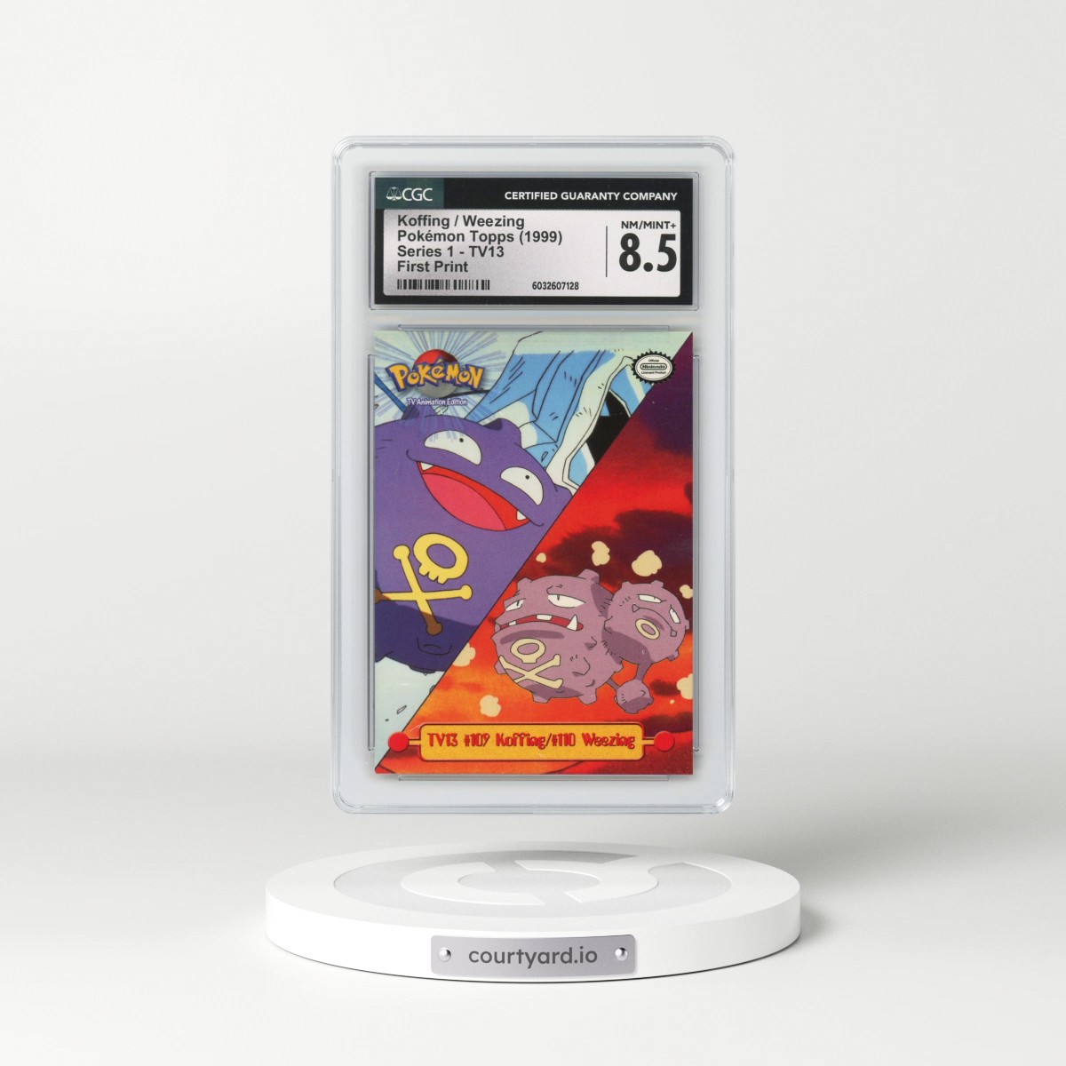 1999 Series 1 (Oval Nintendo Seal) #TV13 No.107 Koffing/No.110 Weezing - First Print (Blue Topps Logo) (CGC 8.5 NM-MT+)