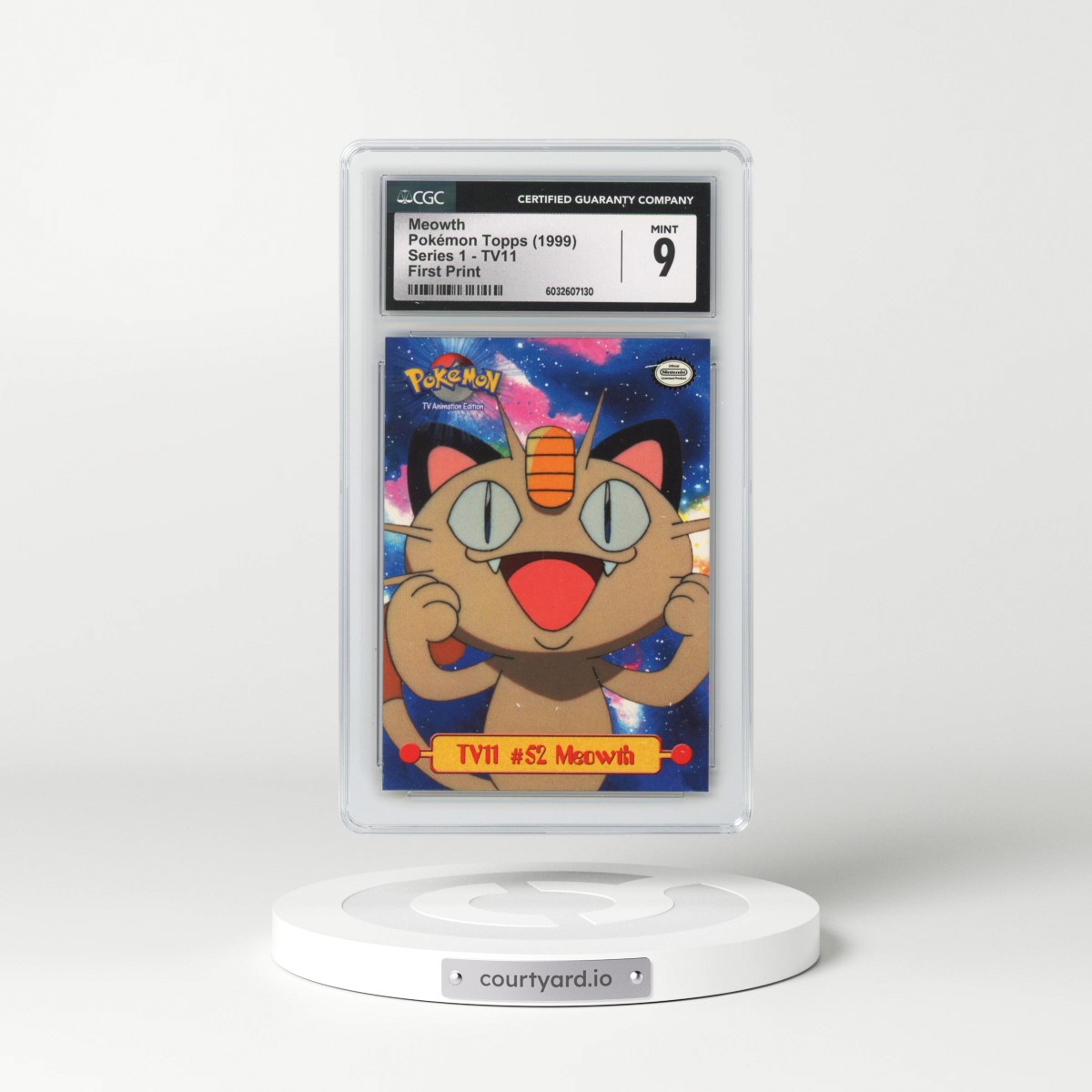 1999 Series 1 (Oval Nintendo Seal) #TV11 No.52 Meowth - First Print (Blue Topps Logo) (CGC 9 MINT)
