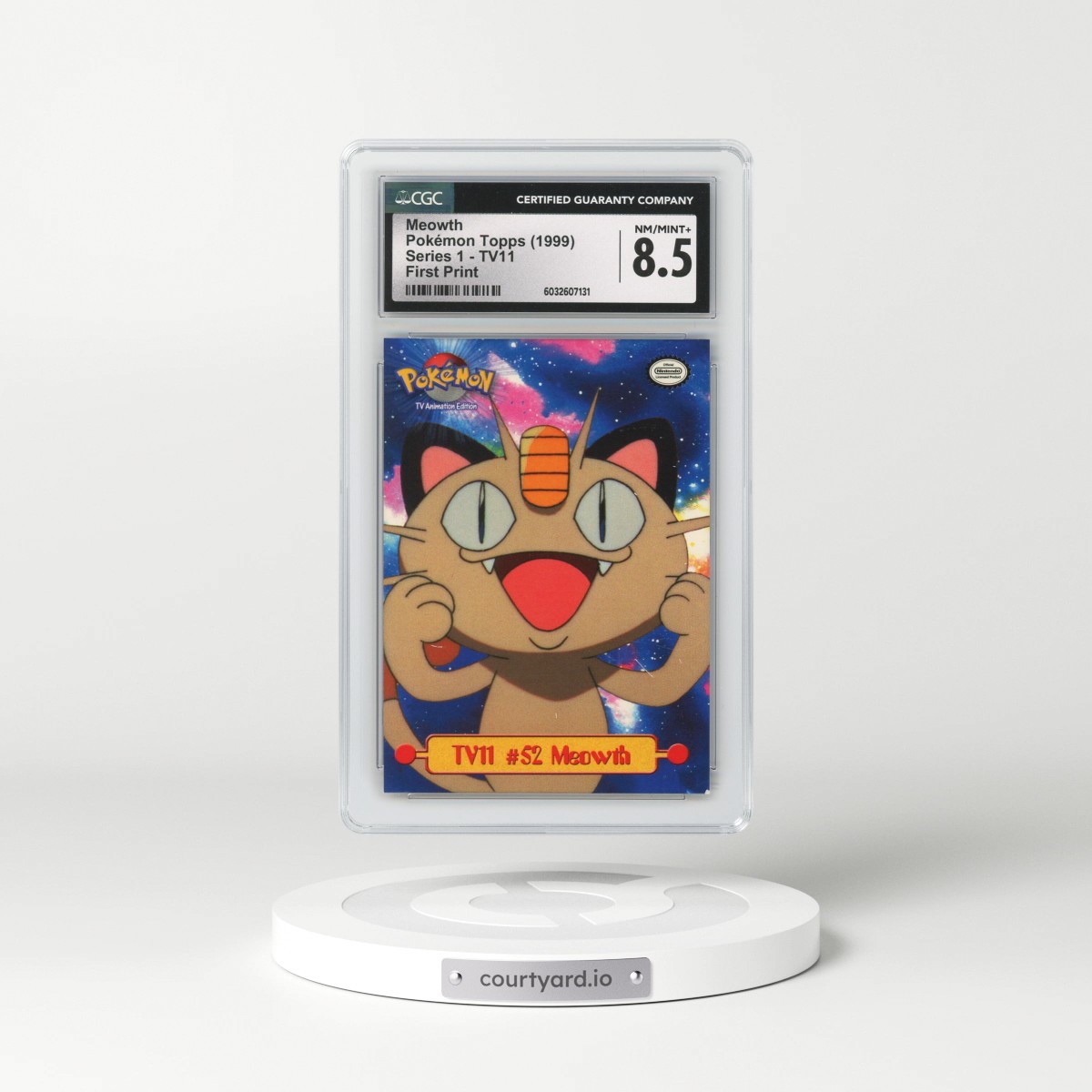 1999 Series 1 (Oval Nintendo Seal) #TV11 No.52 Meowth - First Print (Blue Topps Logo) (CGC 8.5 NM-MT+)
