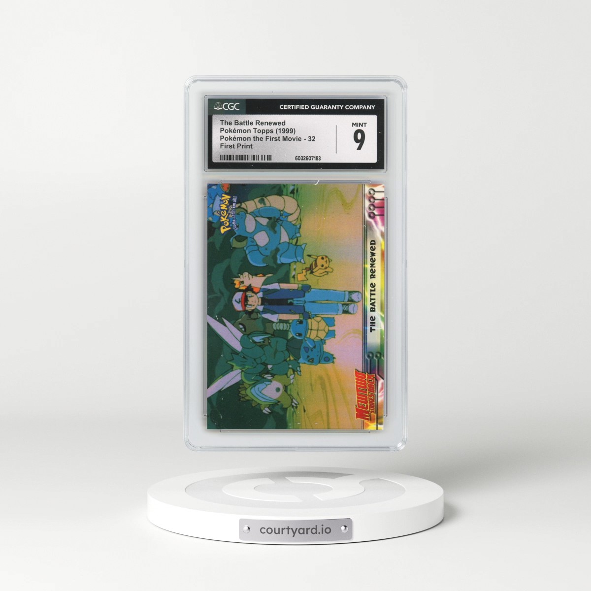 1999 Pokémon the First Movie #32 The Battle Renewed - First Print (Blue Topps Logo) (CGC 9 MINT)