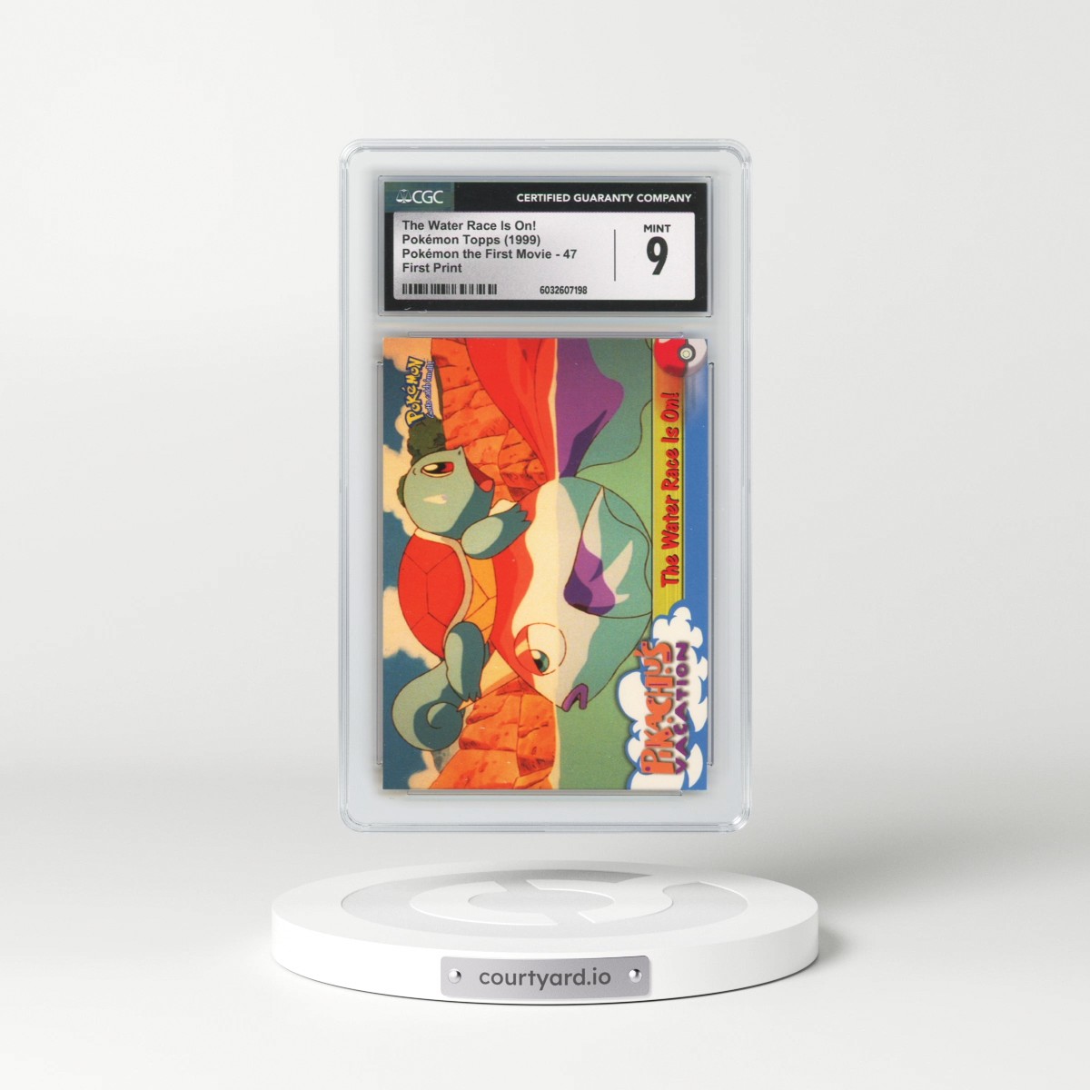 1999 Pokémon the First Movie #47 The Water Race Is On! - First Print (Blue Topps Logo) (CGC 9 MINT)