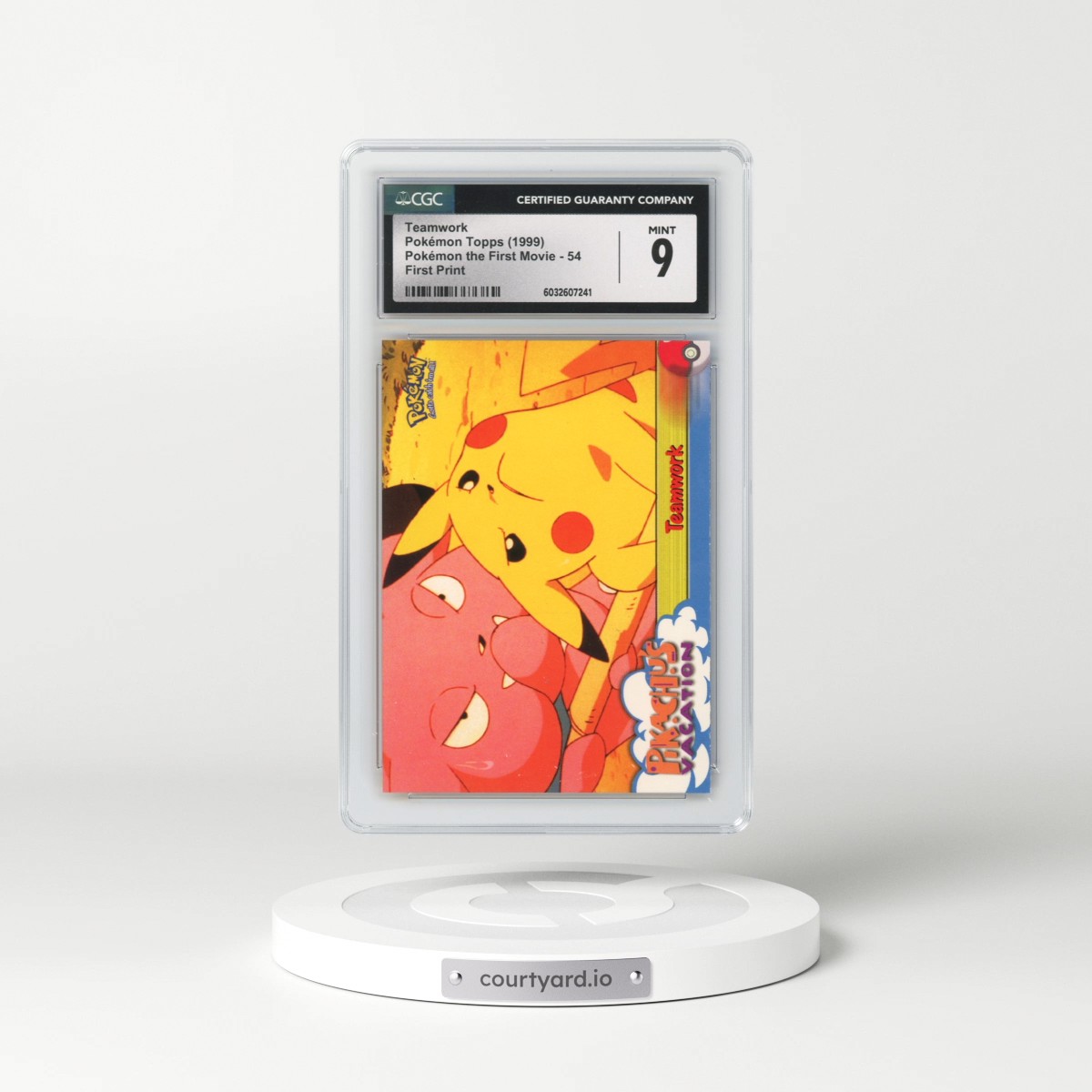 1999 Pokémon the First Movie #54 Teamwork - First Print (Blue Topps Logo) (CGC 9 MINT)