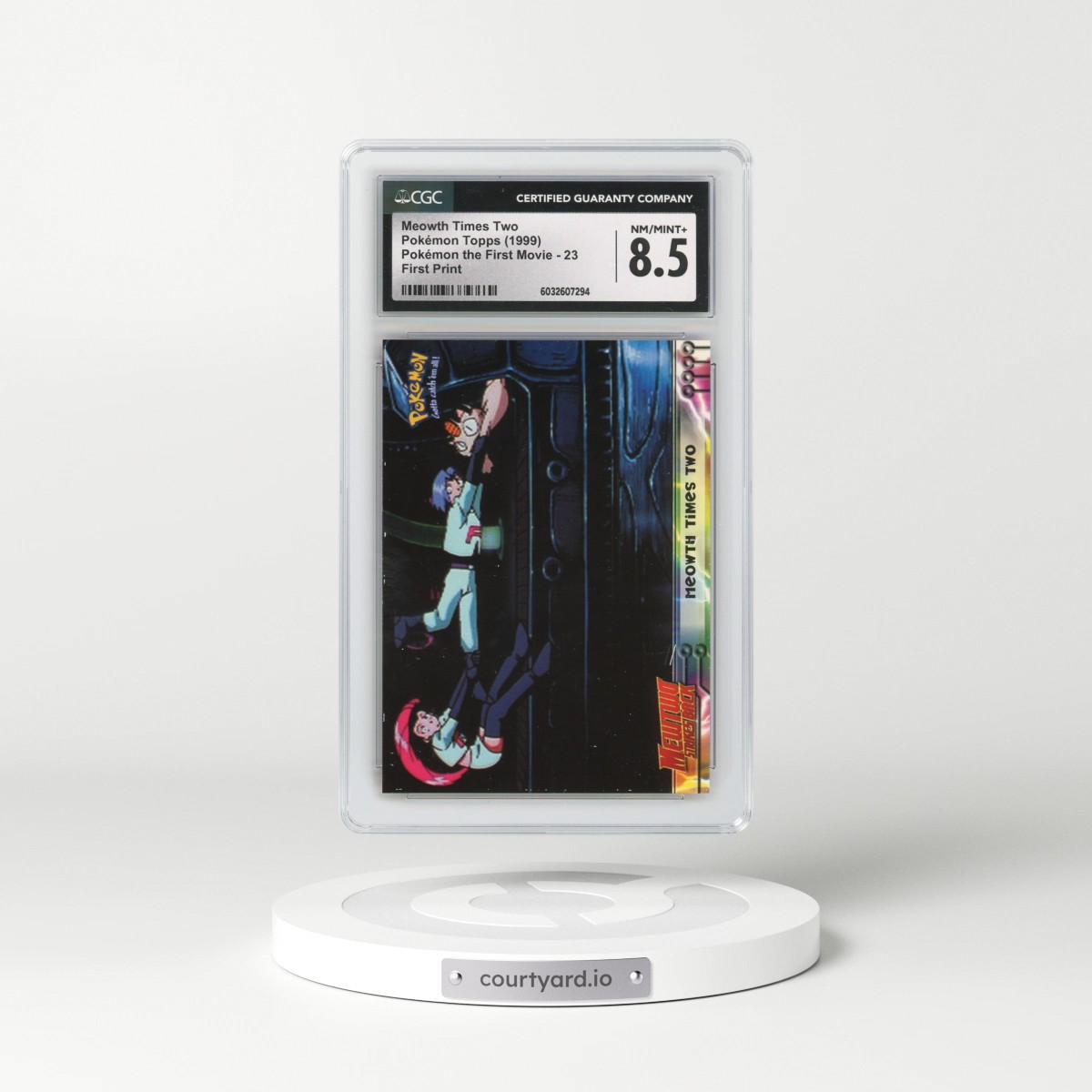 1999 Pokémon the First Movie #23 Meowth Times Two - First Print (Blue Topps Logo) (CGC 8.5 NM-MT+)