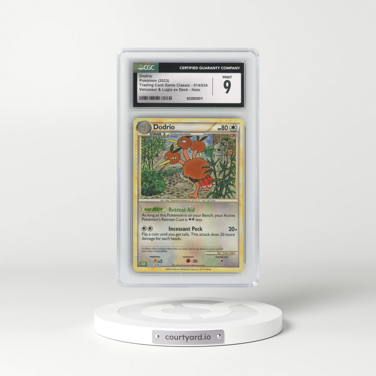 2023 Trading Card Game Classic - CLV, CLC, CLB #014/034 Dodrio - Venusaur &amp; Lugia ex Deck - CLV Holo (CGC 9 MINT)