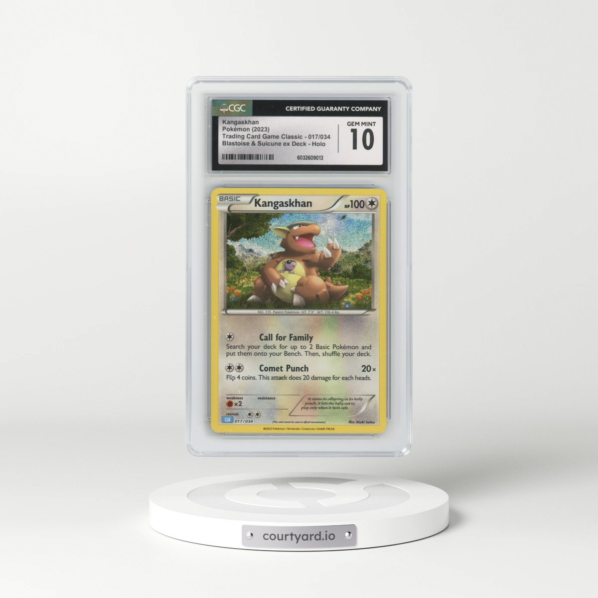 2023 Trading Card Game Classic - CLV, CLC, CLB #017/034 Kangaskhan - Blastoise & Suicune ex Deck - CLB Holo (CGC 10 GEM MINT)