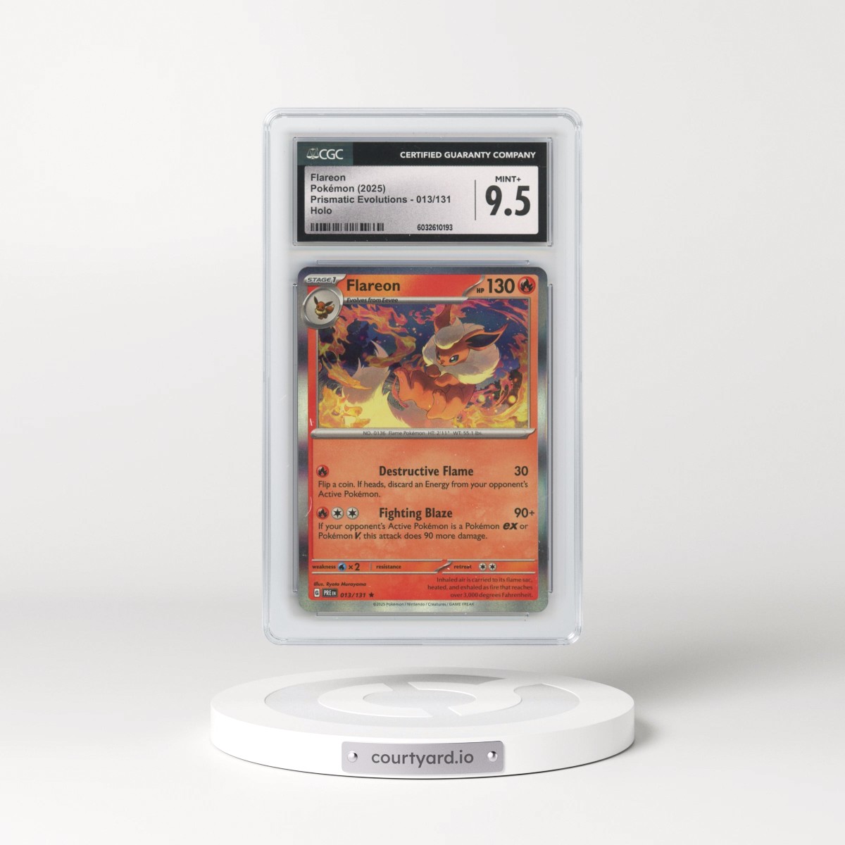 2025 Prismatic Evolutions - PRE EN #013/131 Flareon - Holo (CGC 9.5 MINT+)