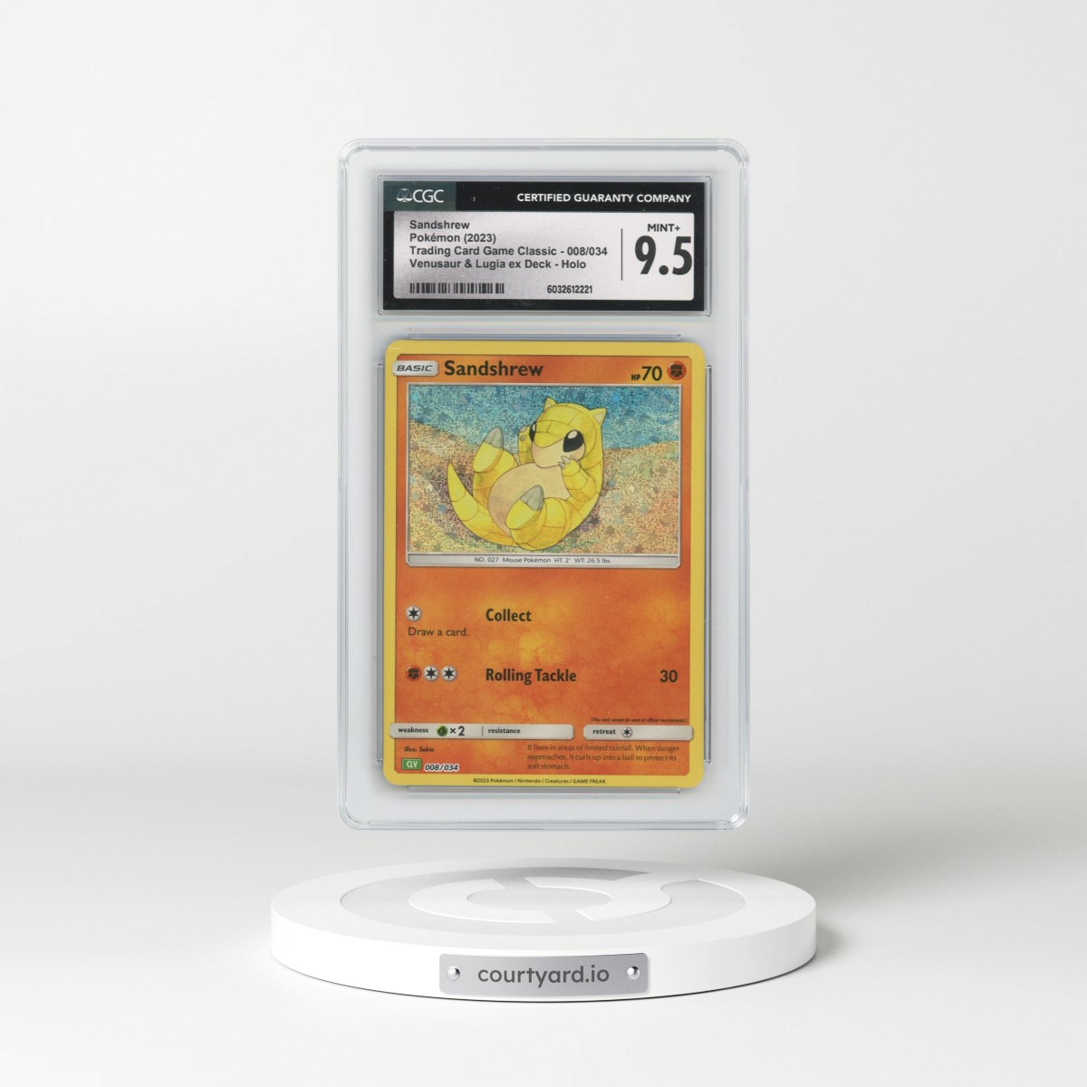 2023 Trading Card Game Classic - CLV, CLC, CLB #008/034 Sandshrew - Venusaur &amp; Lugia ex Deck - CLV Holo (CGC 9.5 MINT+)