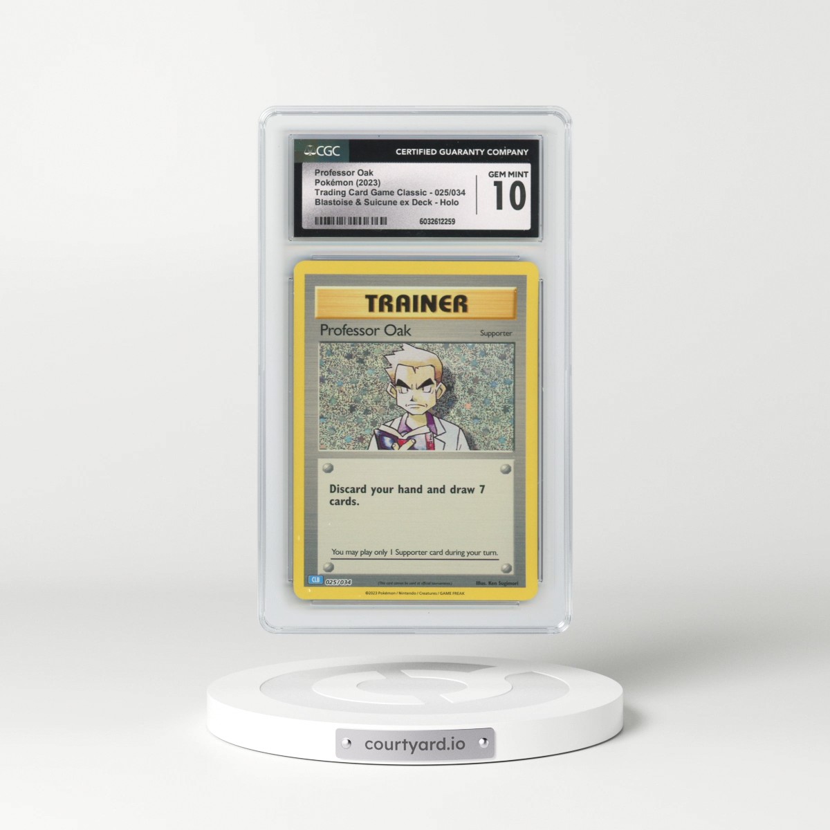 2023 Trading Card Game Classic - CLV, CLC, CLB #025/034 Professor Oak - Blastoise &amp; Suicune ex Deck - CLB Holo (CGC 10 GEM MINT)