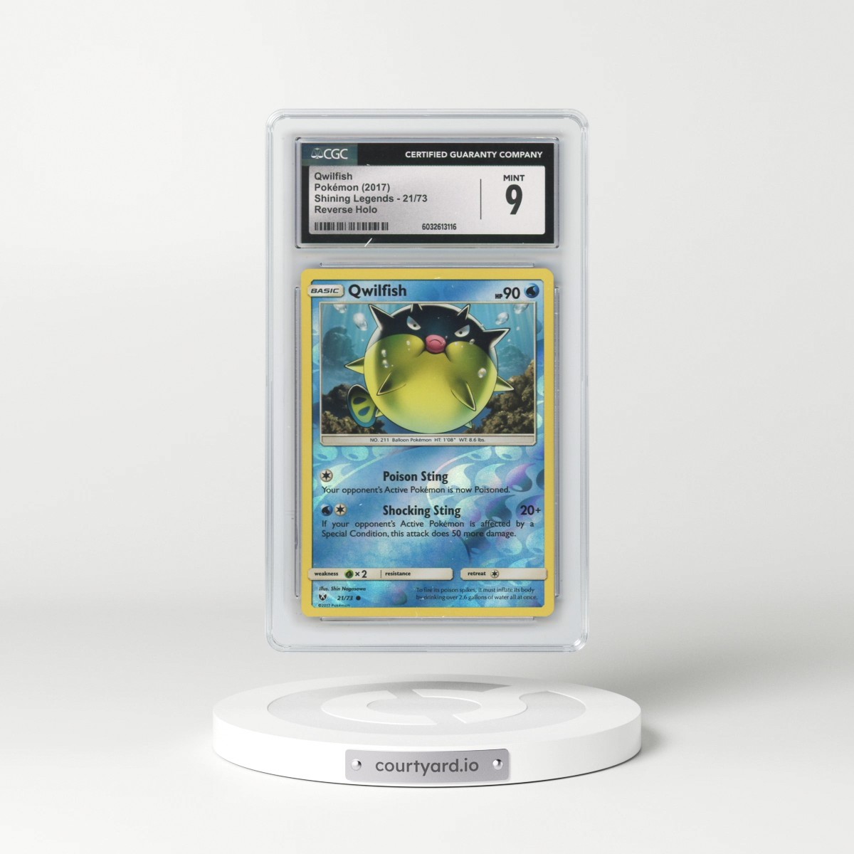 2017 Shining Legends #21/73 Qwilfish - Reverse Holo (CGC 9 MINT)