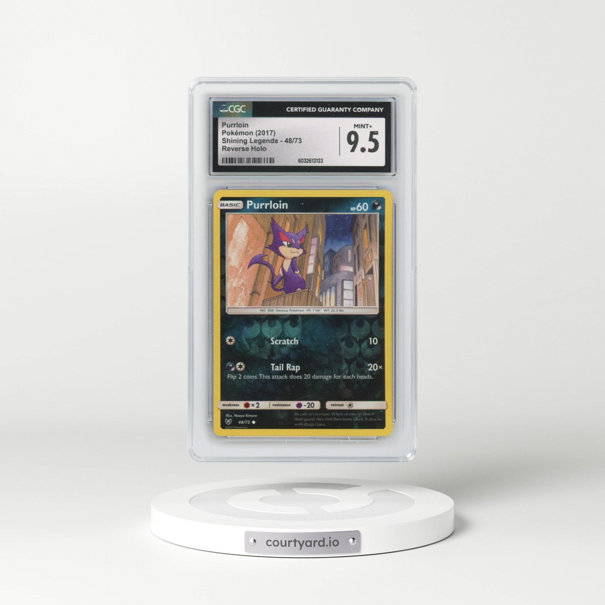 2017 Shining Legends #48/73 Purrloin - Reverse Holo (CGC 9.5 MINT+)