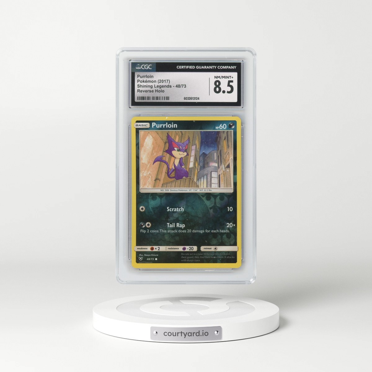 2017 Shining Legends #48/73 Purrloin - Reverse Holo (CGC 8.5 NM-MT+)