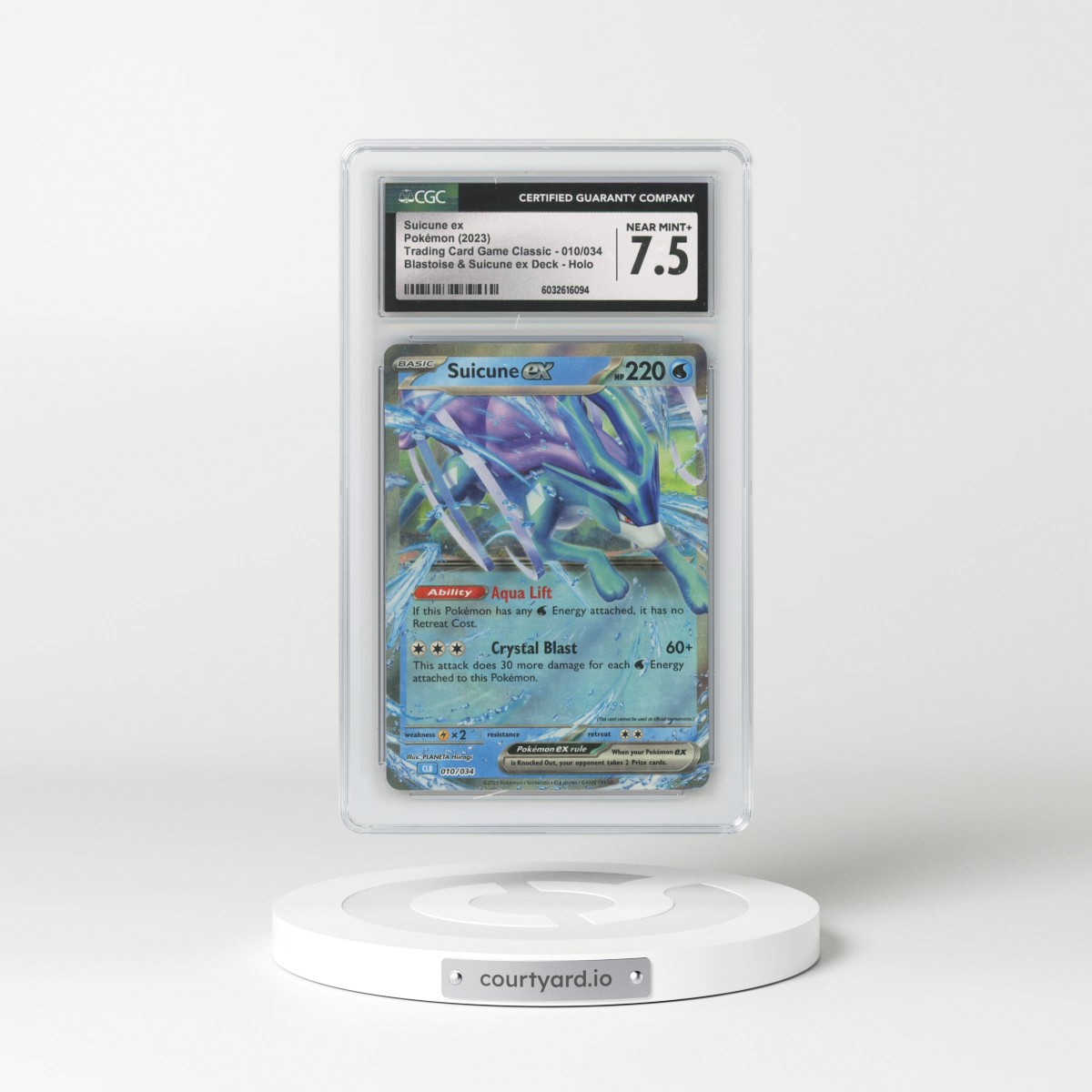 2023 Trading Card Game Classic - CLV, CLC, CLB #010/034 Suicune ex - Blastoise & Suicune ex Deck - CLB Holo (CGC 7.5 NM+)