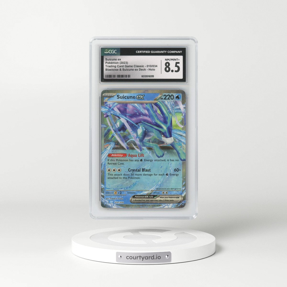 2023 Trading Card Game Classic - CLV, CLC, CLB #010/034 Suicune ex - Blastoise & Suicune ex Deck - CLB Holo (CGC 8.5 NM-MT+)