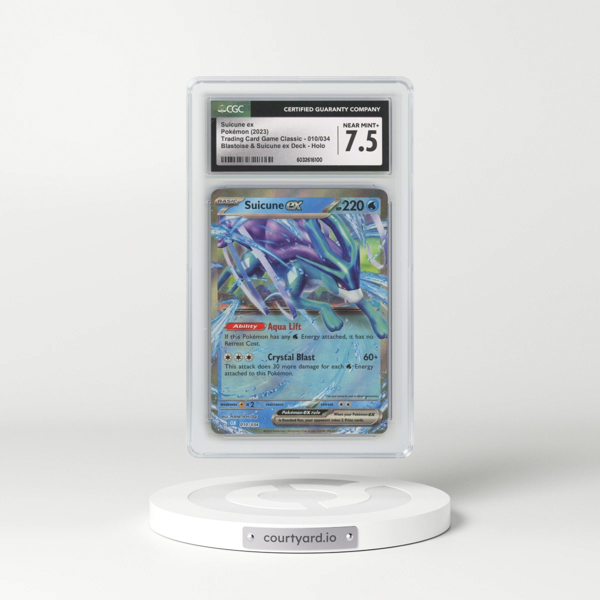 2023 Trading Card Game Classic - CLV, CLC, CLB #010/034 Suicune ex - Blastoise & Suicune ex Deck - CLB Holo (CGC 7.5 NM+)