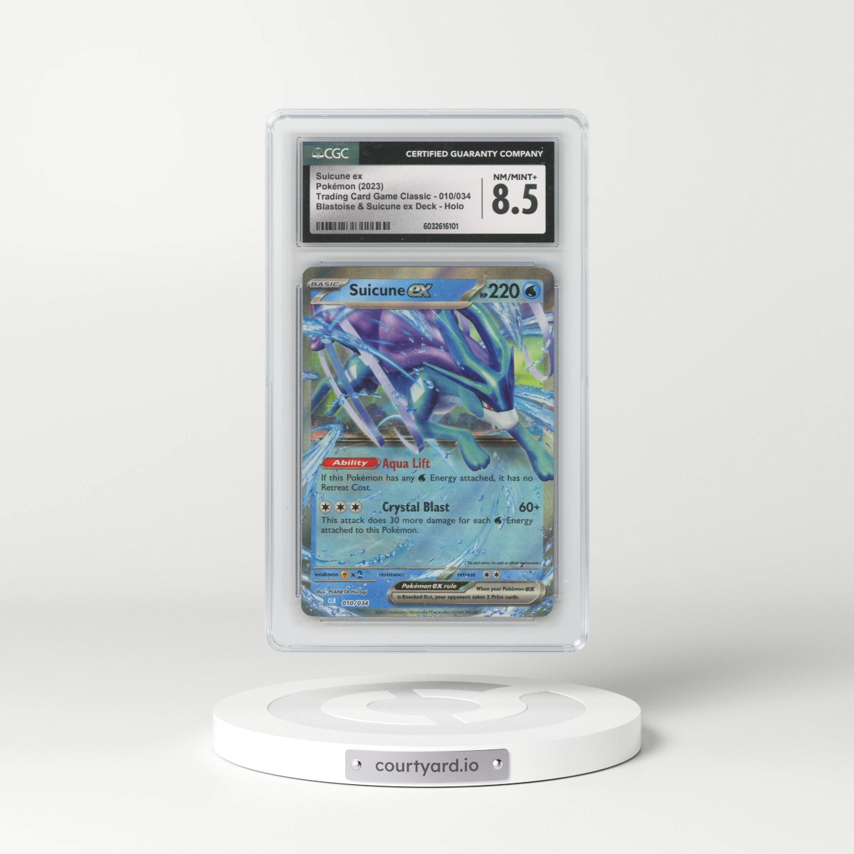 2023 Trading Card Game Classic - CLV, CLC, CLB #010/034 Suicune ex - Blastoise & Suicune ex Deck - CLB Holo (CGC 8.5 NM-MT+)