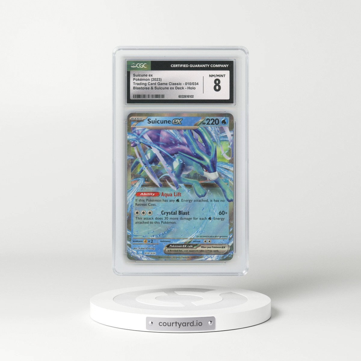 2023 Trading Card Game Classic - CLV, CLC, CLB #010/034 Suicune ex - Blastoise & Suicune ex Deck - CLB Holo (CGC 8 NM-MT)