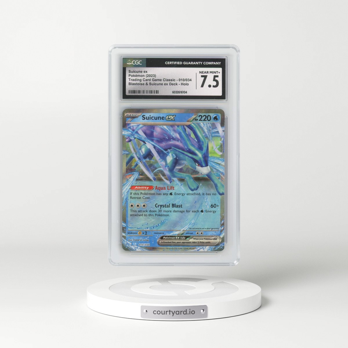 2023 Trading Card Game Classic - CLV, CLC, CLB #010/034 Suicune ex - Blastoise & Suicune ex Deck - CLB Holo (CGC 7.5 NM+)