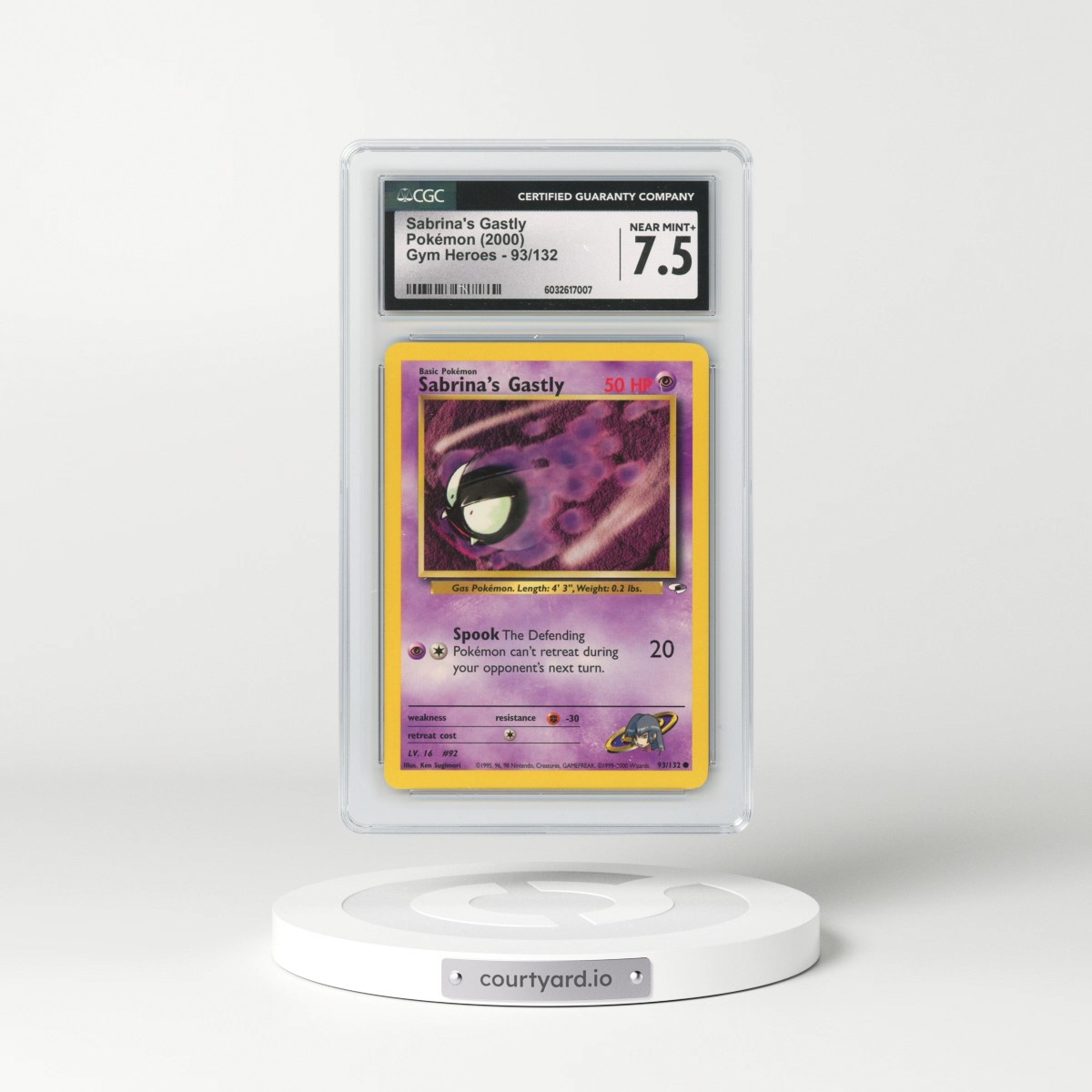 2000 Gym Heroes #93/132 Sabrina's Gastly (CGC 7.5 NM+)