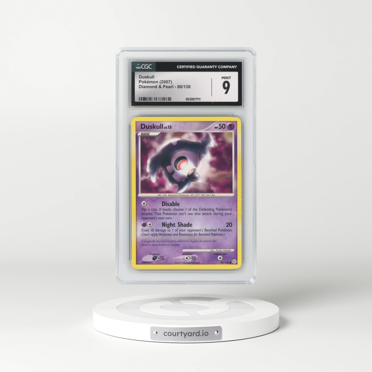 2007 Diamond & Pearl #80/130 Duskull (CGC 9 MINT)