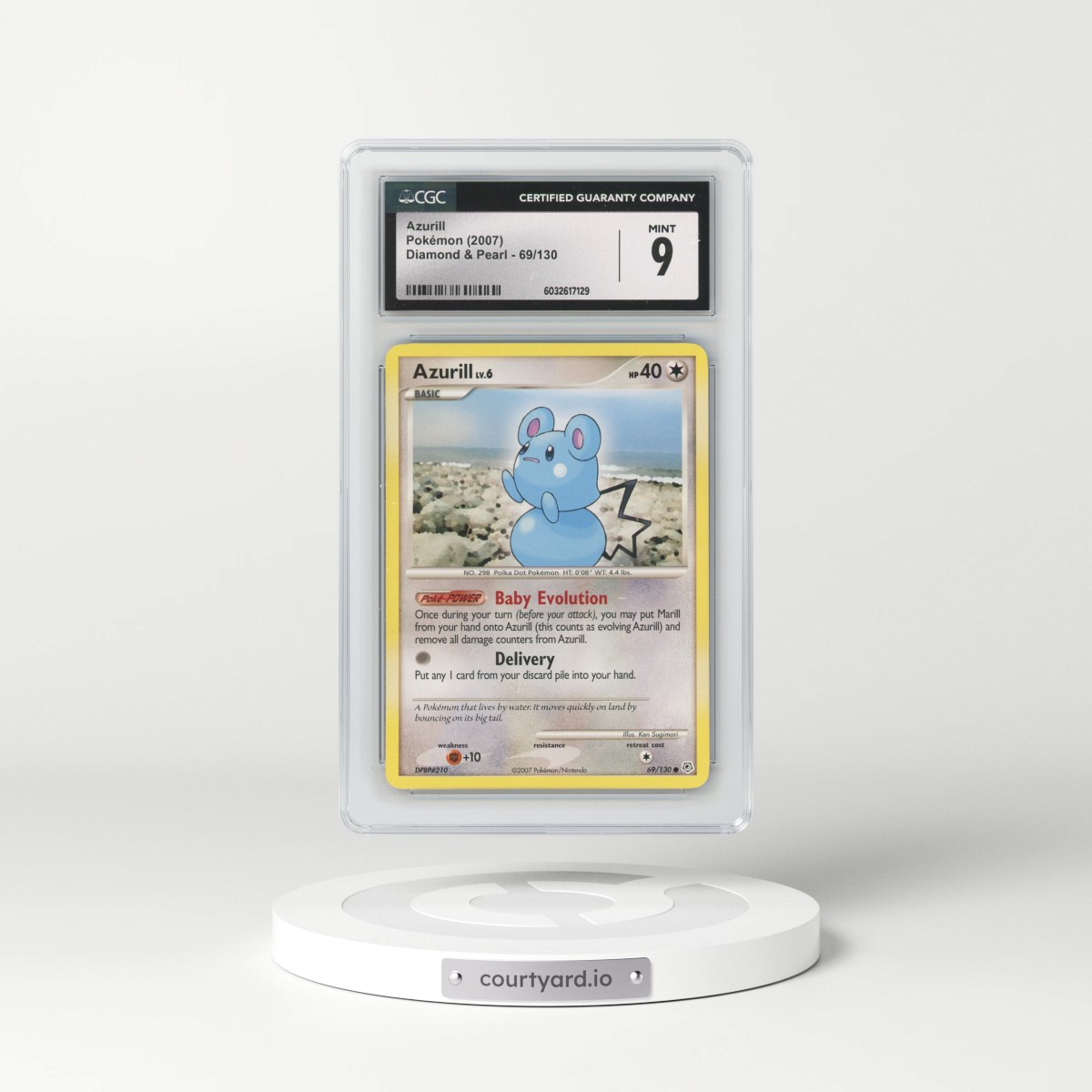 2007 Diamond & Pearl #69/130 Azurill (CGC 9 MINT)