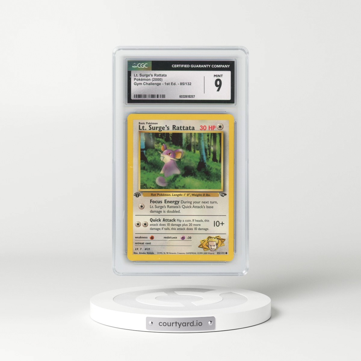 2000 Gym Challenge #85/132 Lt. Surge's Rattata - 1st Edition 1st Edition (CGC 9 MINT)