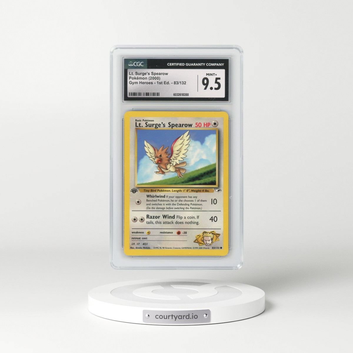 2000 Gym Heroes #83/132 Lt. Surge's Spearow - 1st Edition 1st Edition (CGC 9.5 MINT+)