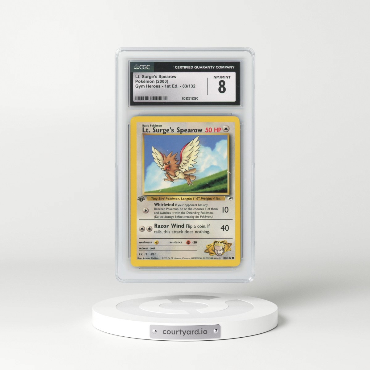 2000 Gym Heroes #83/132 Lt. Surge's Spearow - 1st Edition 1st Edition (CGC 8 NM-MT)