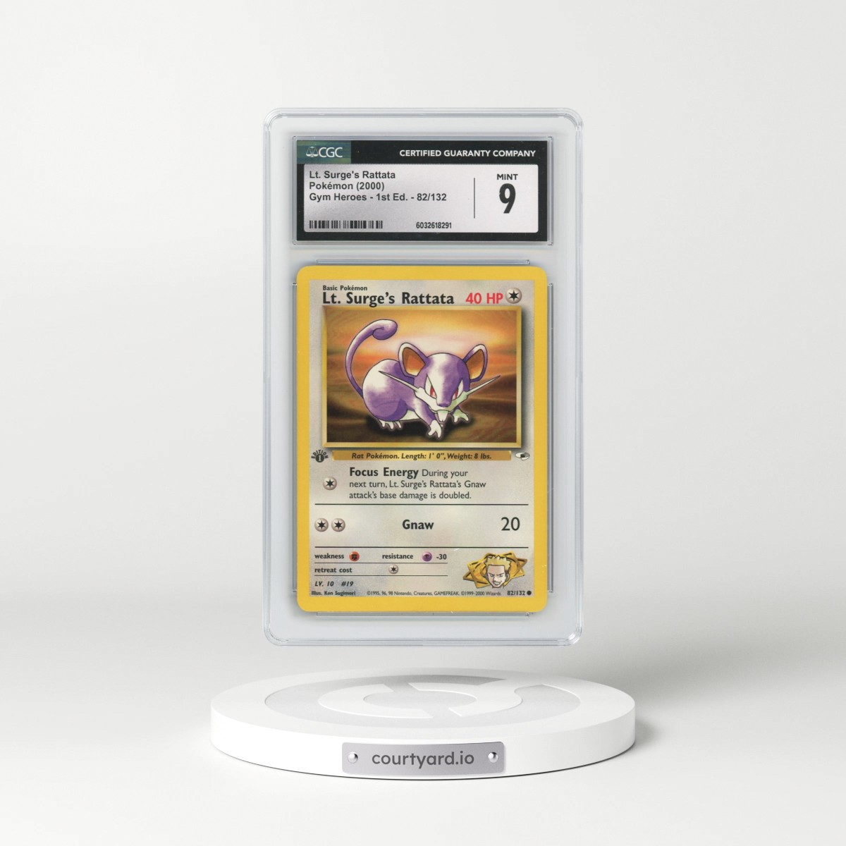 2000 Gym Heroes #82/132 Lt. Surge's Rattata - 1st Edition 1st Edition (CGC 9 MINT)
