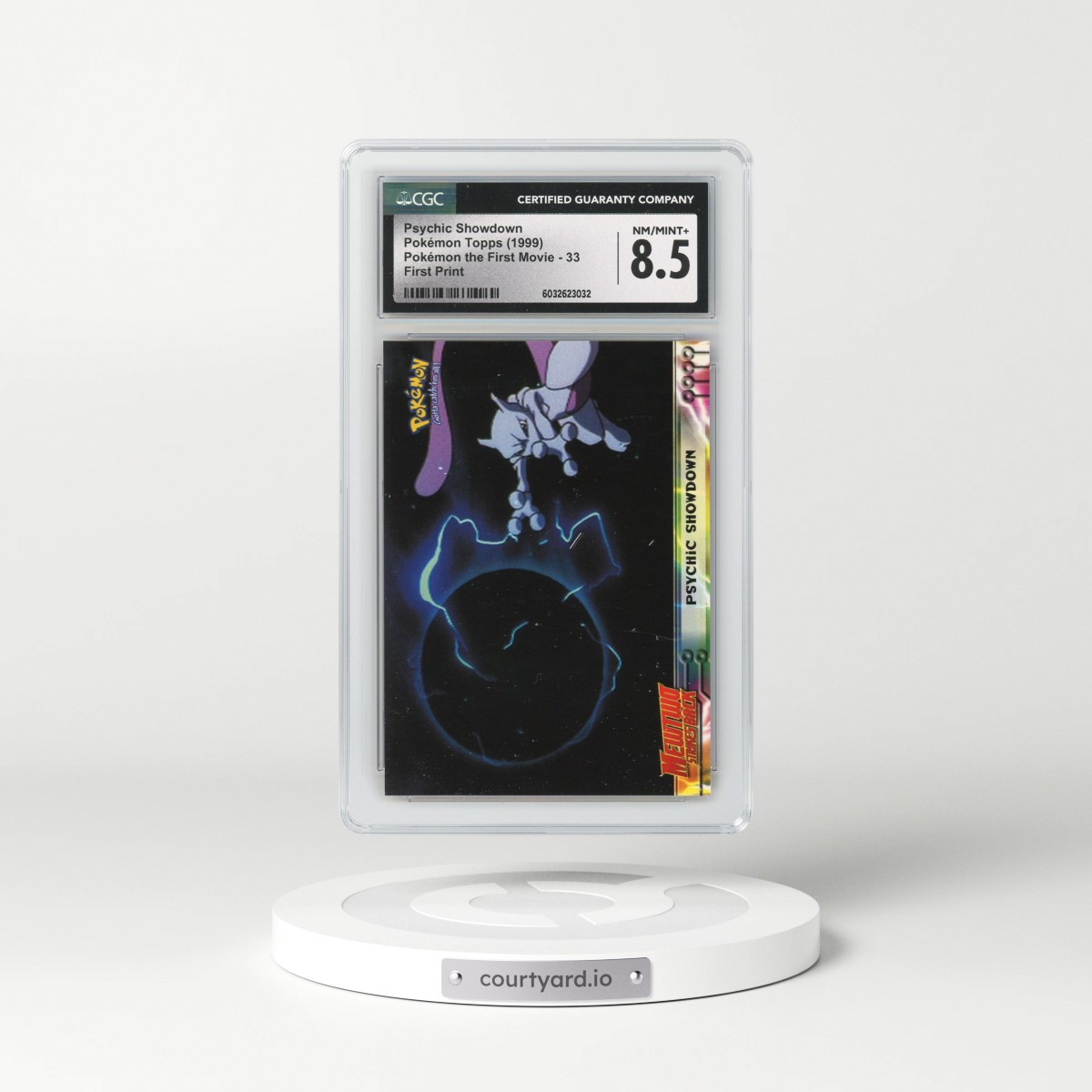 1999 Pokémon the First Movie #33 Psychic Showdown - First Print (Blue Topps Logo) (CGC 8.5 NM-MT+)