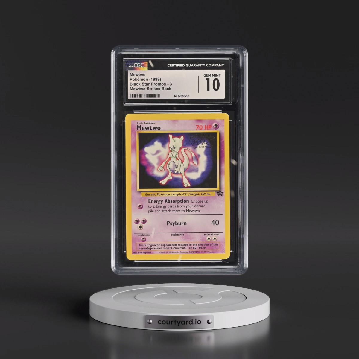1999 Black Star Promos #3 Mewtwo - Mewtwo Strikes Back (CGC 10 GEM MINT)