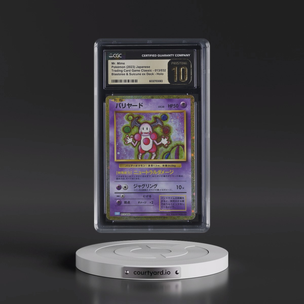 2023 Trading Card Game Classic - CLF, CLL, CLK #013/032 Mr. Mime - Blastoise & Suicune ex Deck - CLK Holo (CGC 10 PRISTINE)