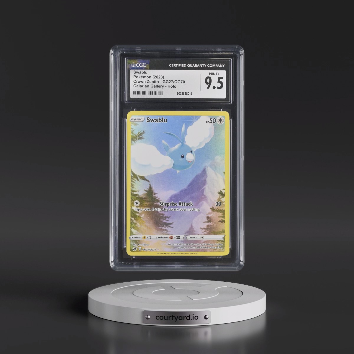 2023 Crown Zenith #GG27/GG70 Swablu - Galarian Gallery Holo (CGC 9.5 MINT+)