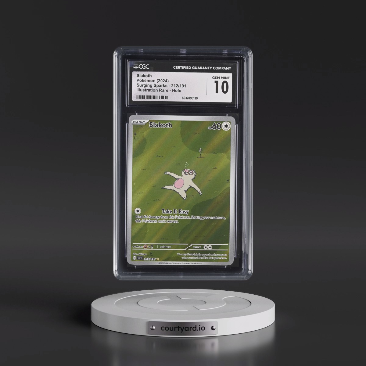 2024 Surging Sparks - SSP EN #212/191 Slakoth - Illustration Rare Holo (CGC 10 GEM MINT)
