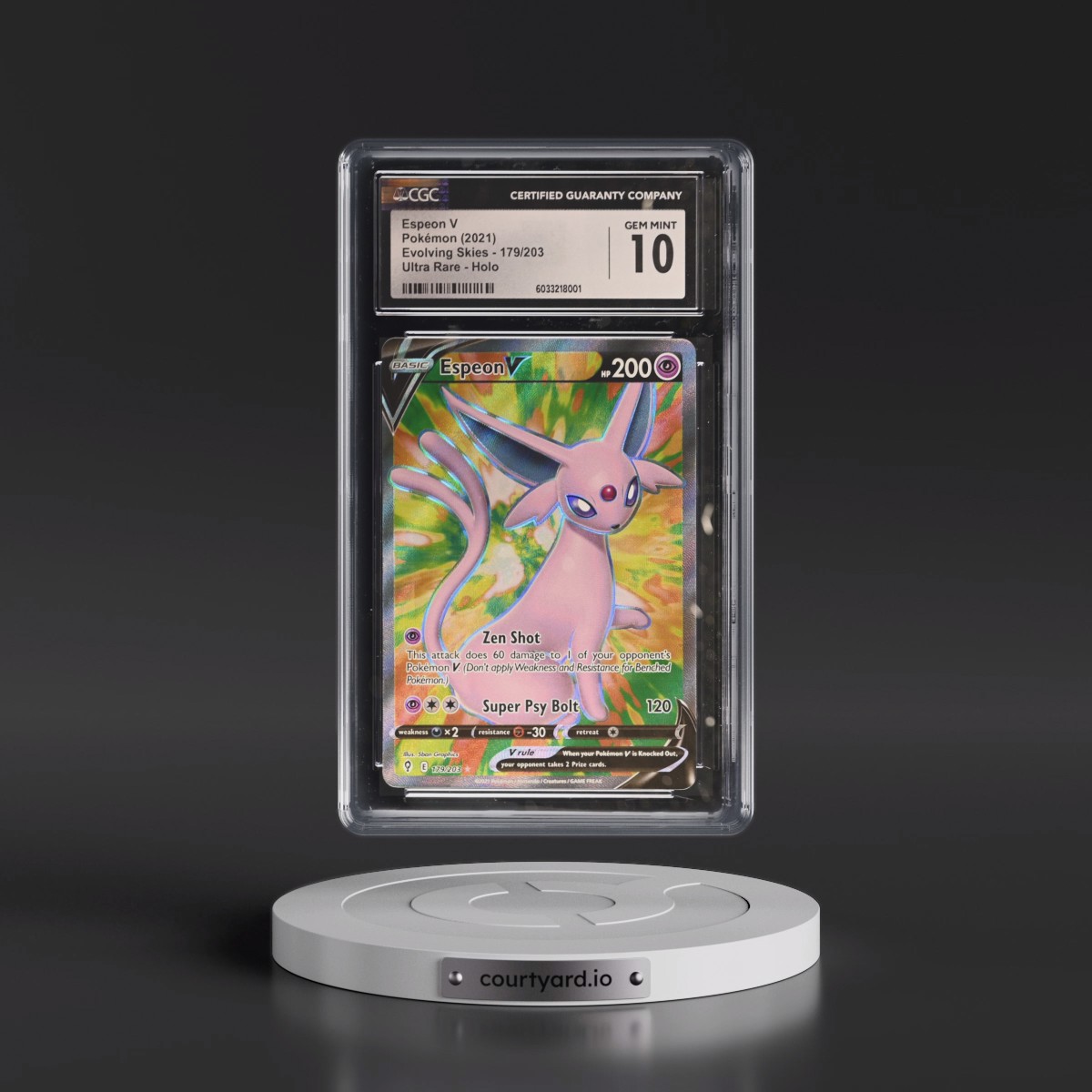 2021 Evolving Skies #179/203 Espeon V - Ultra Rare Holo (CGC 10 GEM MINT)